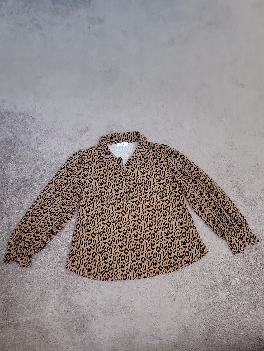 Rio & Rian Leopard Print Blouse in Brown & Black NWT
